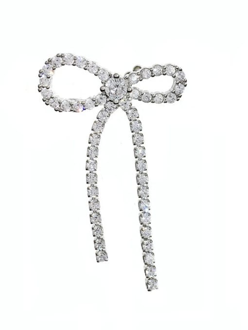 SUUTO Brass Cubic Zirconia Bowknot Luxury Single Stud Earring 3