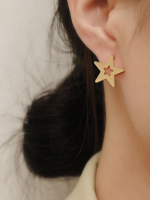 HYACINTH Brass  Hollow Star Minimalist Stud Trend Korean Fashion Earring 1