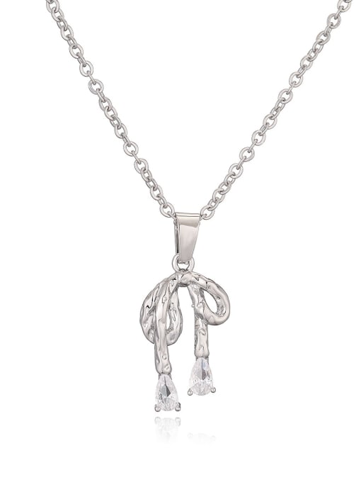 AOG Brass Cubic Zirconia Bowknot Hip Hop Necklace 2