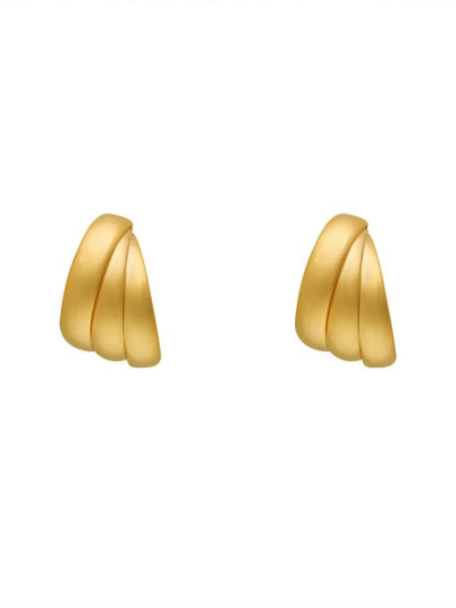 Dumb gold Brass Smooth Geometric Ethnic Stud Trend Korean Fashion Earring