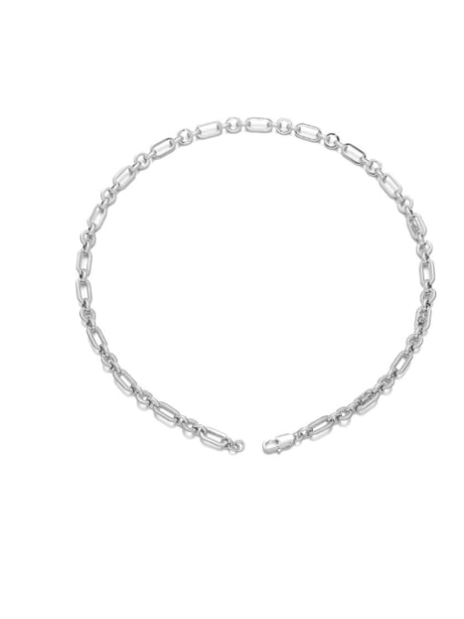 Platinum Brass Geometric Hip Hop  Hollow Chain Necklace