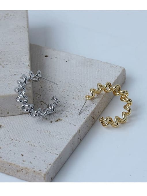 TINGS Brass Geometric Minimalist  C shape Stud Earring 0