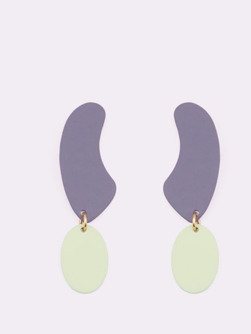 Purple Earrings Alloy Enamel Geometric Minimalist Drop Earring