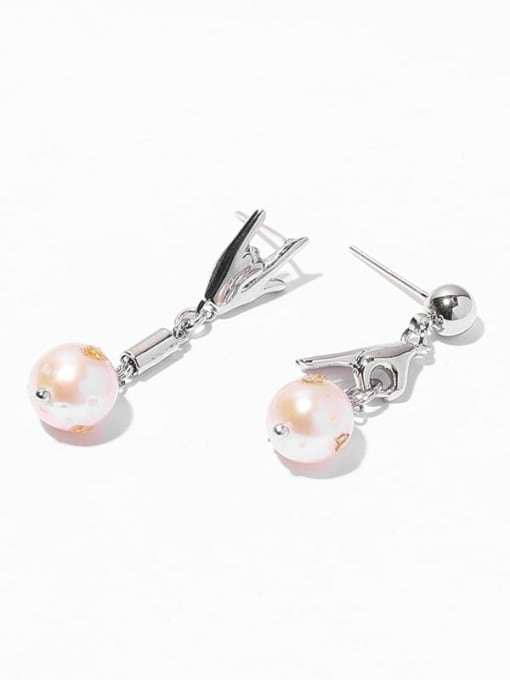 Pearl Earrings Brass Freshwater Pearl Irregular Minimalist Drop Earring