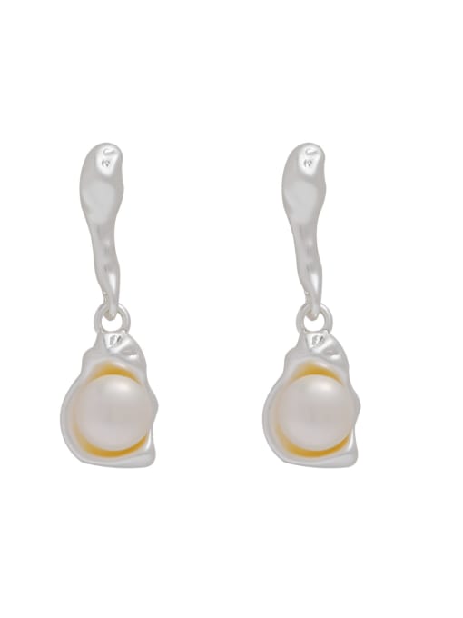 HYACINTH Brass Imitation Pearl Geometric Minimalist Drop Earring 0
