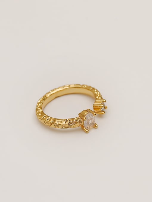 18k gold Alloy Glass Stone Geometric Minimalist Band Fashion Ring