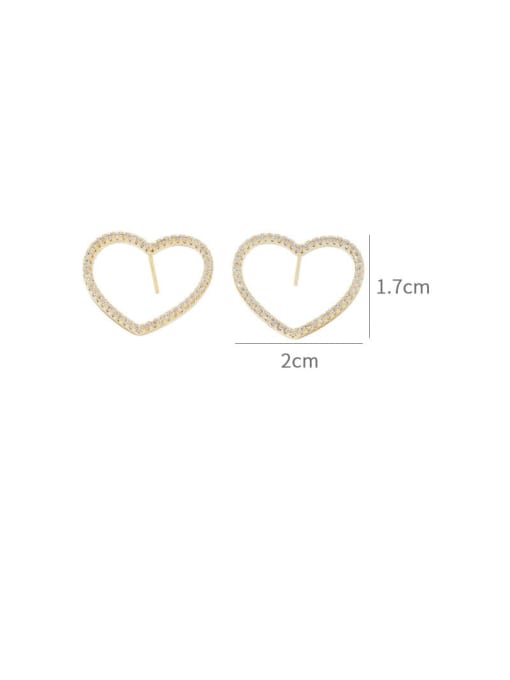 YOUH Brass Cubic Zirconia Heart Dainty Stud Earring 1