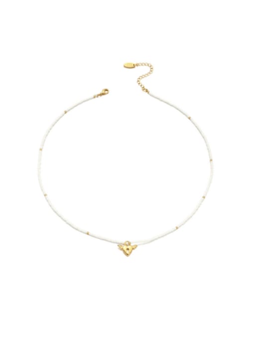 golden Brass Angel Minimalist Beaded Necklace