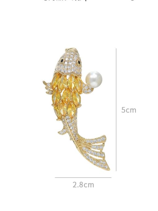 YOUH Brass Cubic Zirconia Fish Dainty Brooch 3