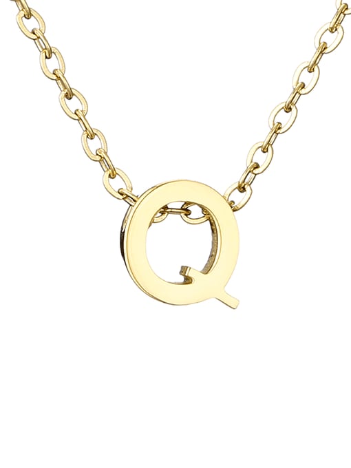 Q 14K Titanium Letter Minimalist Initials Pendant Necklace