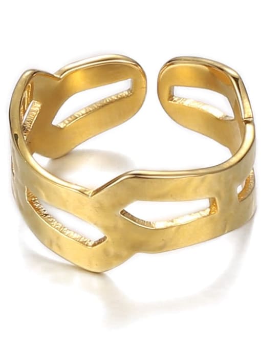 Five Color Brass Hollow Geometric Hip Hop Band Ring 3