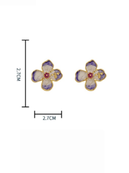 HYACINTH Brass Enamel Flower Trend Stud Earring 2