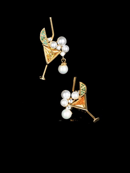 OUOU Brass Cubic Zirconia Irregular Luxury Cluster Earring 2