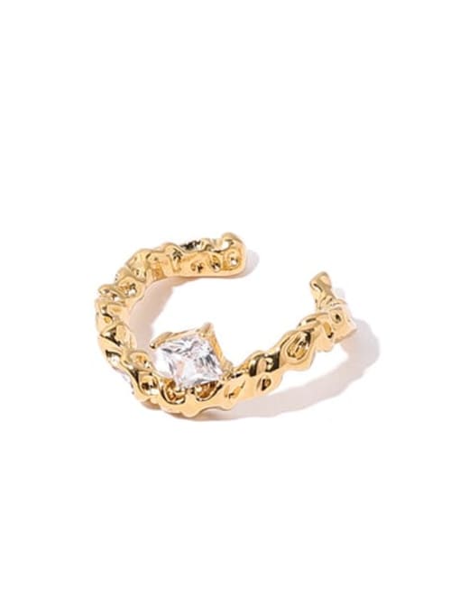 Gold zircon ring (non adjustable) Brass Cubic Zirconia Irregular Minimalist Band Ring