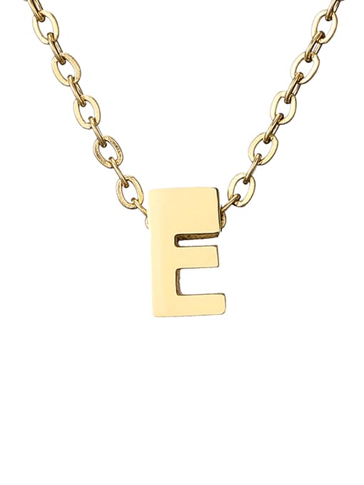E 14K Titanium Letter Minimalist Initials Pendant Necklace