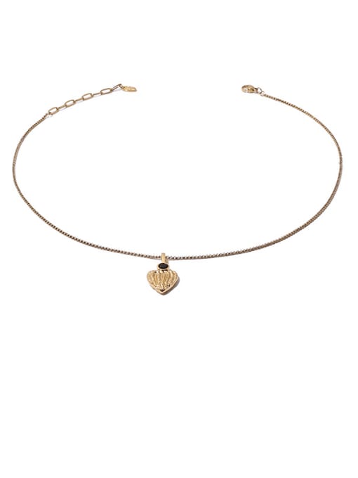 Necklace Brass Cubic Zirconia Heart Vintage Necklace