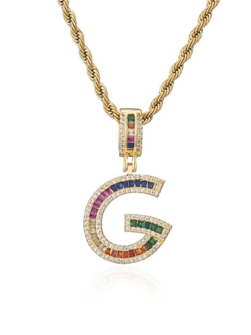 G Brass Cubic Zirconia  Vintage Letter Pendant Necklace