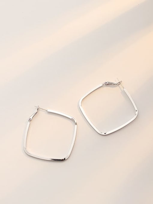 White K Copper Hollow Geometric Minimalist Stud Trend Korean Fashion Earring