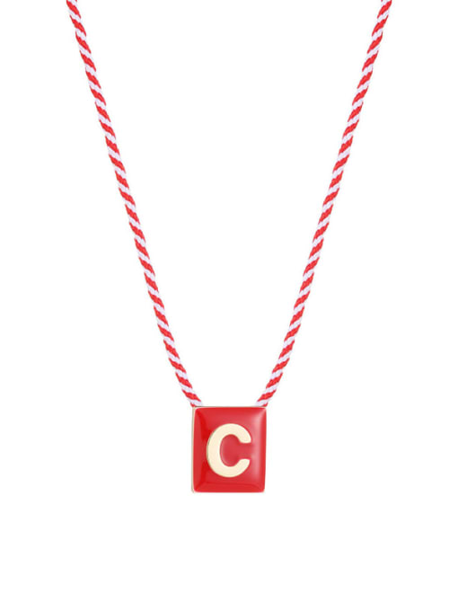 Letter C Brass Enamel Message Cute Necklace