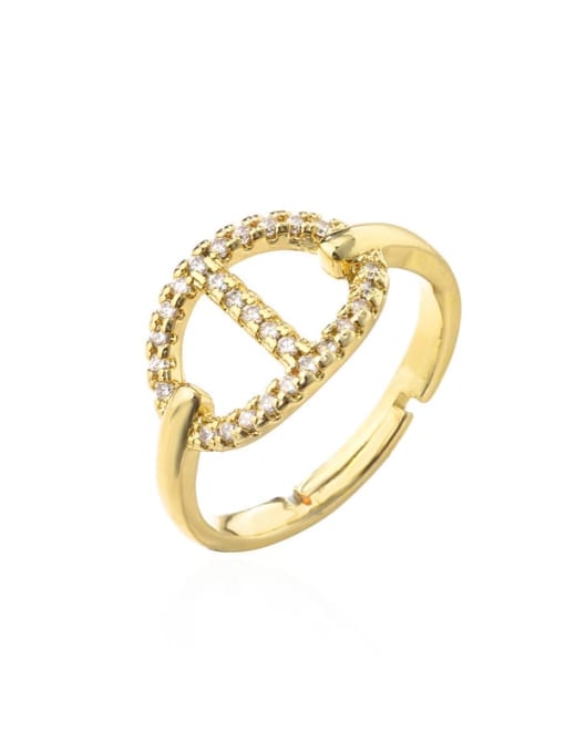 AOG Brass Holllow Geometric Vintage Band Ring 0
