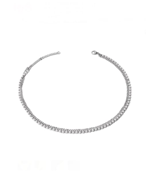 Necklace Titanium Steel Imitation Pearl Geometric Vintage Multi Strand Necklace