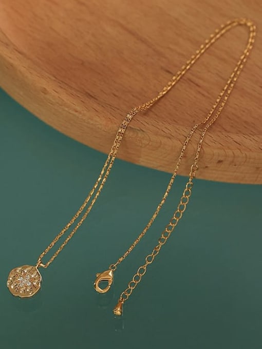 Five Color Brass Rhinestone Star Vintage Round Pendant Necklace 3
