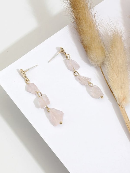 Pink Imitate Crystal Copper Crystal Irregular Dainty Drop Trend Korean Fashion Earring