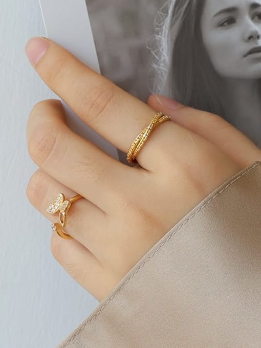 Five Color Brass Geometric Minimalist Stackable Ring 1