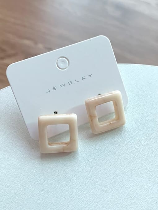 F43 square Beige Resin Geometric Minimalist Stud Earring/Multi-Color Optional