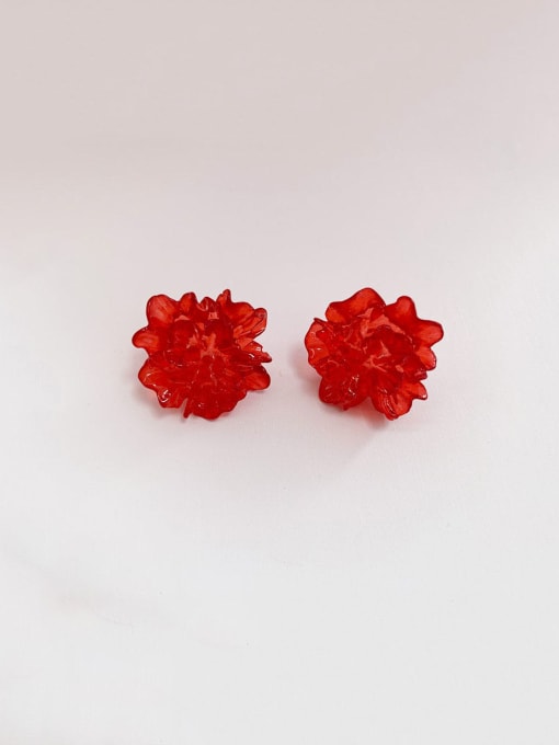 gules Resin Flower Cute Stud Earring/Multi-Color Optional
