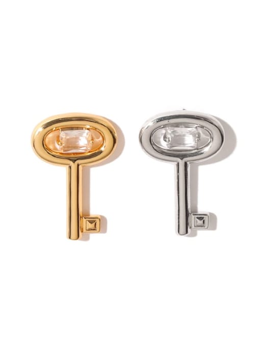 ACCA Brass Hollow Key Minimalist Single Earring(Single-Only One) 0