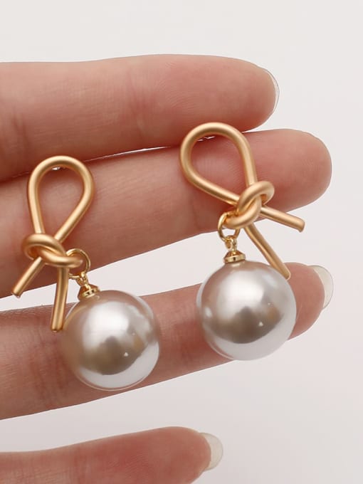 HYACINTH Brass Imitation Pearl knot Vintage Drop Trend Korean Fashion Earring 1