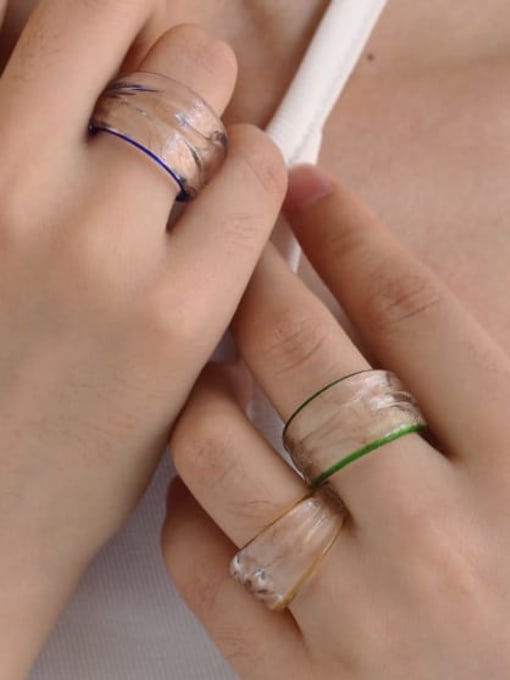 Five Color Hand Glass Geometric Minimalist Stackable Ring 3