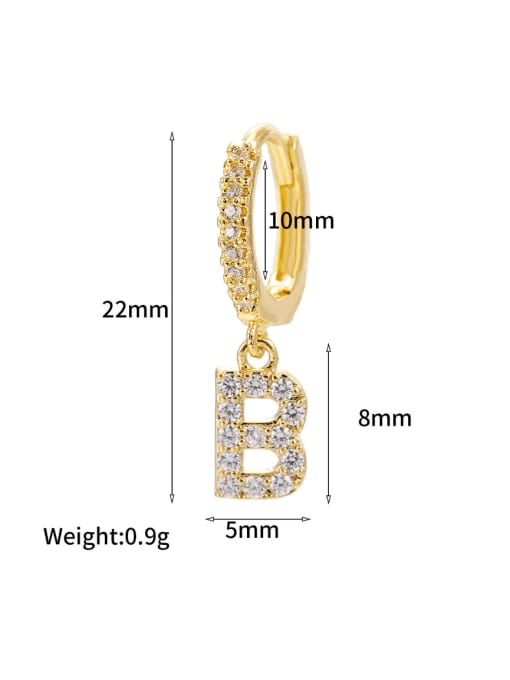 COLSW Brass Cubic Zirconia Letter Minimalist Single Earring(Only-One) 4