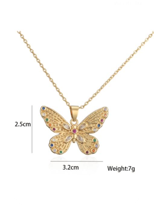 20981 Brass Rhinestone  Trend Butterfly Pendant Necklace