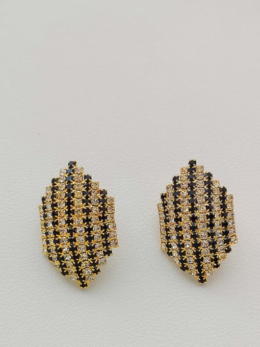 14K  gold Copper Cubic Zirconia Hexagon Dainty Stud Trend Korean Fashion Earring