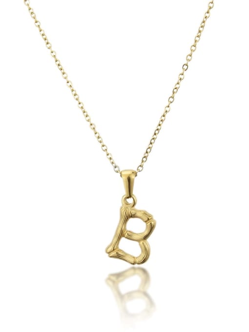 B Titanium Rhinestone minimalist letter Pendant Necklace