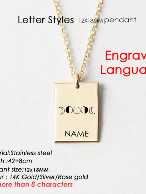 Gold GX 117 Stainless steel  Minimalist engrave language geometry Pendant Necklace