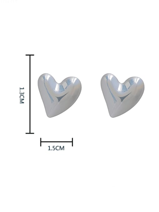 HYACINTH Brass Lampwork Stone Heart Minimalist Stud Earring 1
