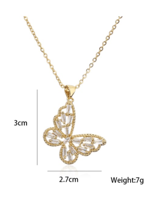 AOG Brass Cubic Zirconia Vintage Butterfly  Pendant Necklace 3