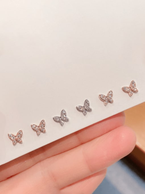 Color matching suit Brass Cubic Zirconia Butterfly Minimalist Stud Earring