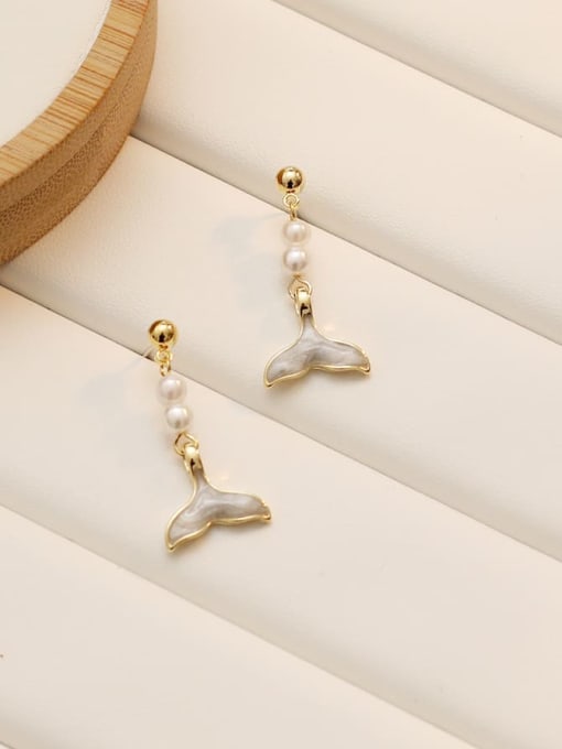 HYACINTH Copper Imitation Pearl Geometric Cute Drop Trend Korean Fashion Earring 4