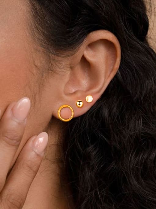 Rose gold Stainless steel Round Minimalist Geometric  Set Stud Earring