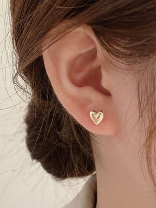 ZRUI Brass Heart Trend Hang Two Earrings Behind The Love Film Drop Earring 1