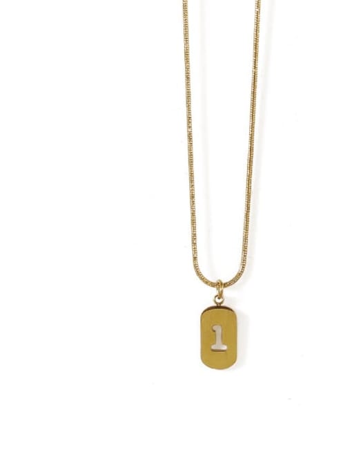Gold 1 Titanium Steel Number Minimalist Pendant Necklace