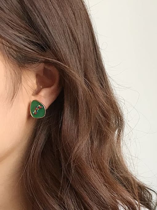 Five Color Alloy Enamel Geometric Cute Stud Earring 1