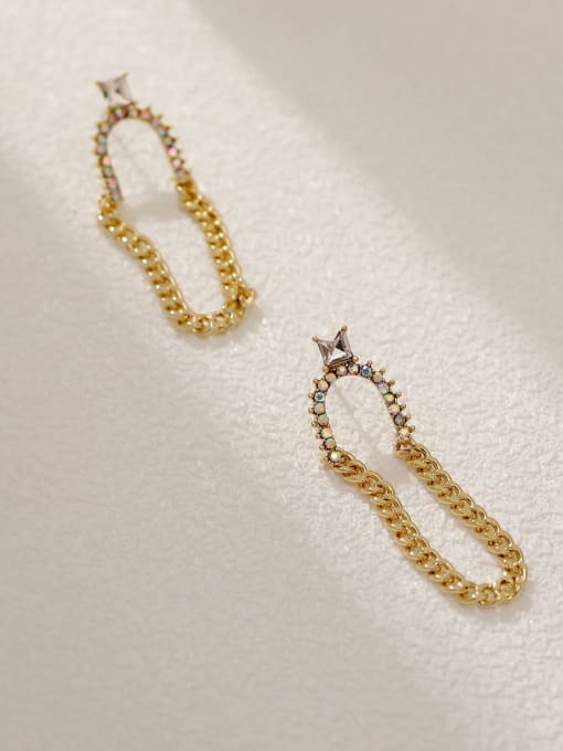 14k Gold Brass Geometric Vintage Threader Earring