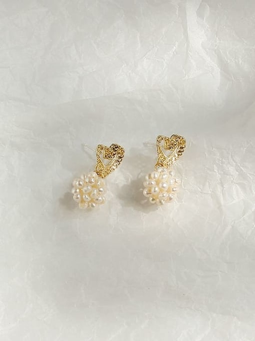 HYACINTH Copper Imitation Pearl Heart Cute Drop Trend Korean Fashion Earring 3