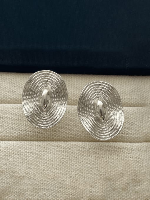 Silver oval shape Brass Geometric Minimalist Stud Earring