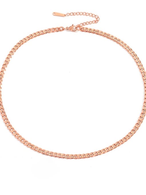 Rose Gold 4mm 38+ 5cm Stainless steel Geometric Vintage Hollow  Geometric  Chain Necklace
